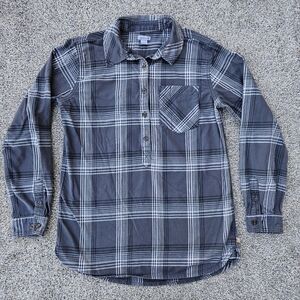 Carhartt Farwell Womens Black Gray Flannel LS Button Up Shirt 100%Cotton Small